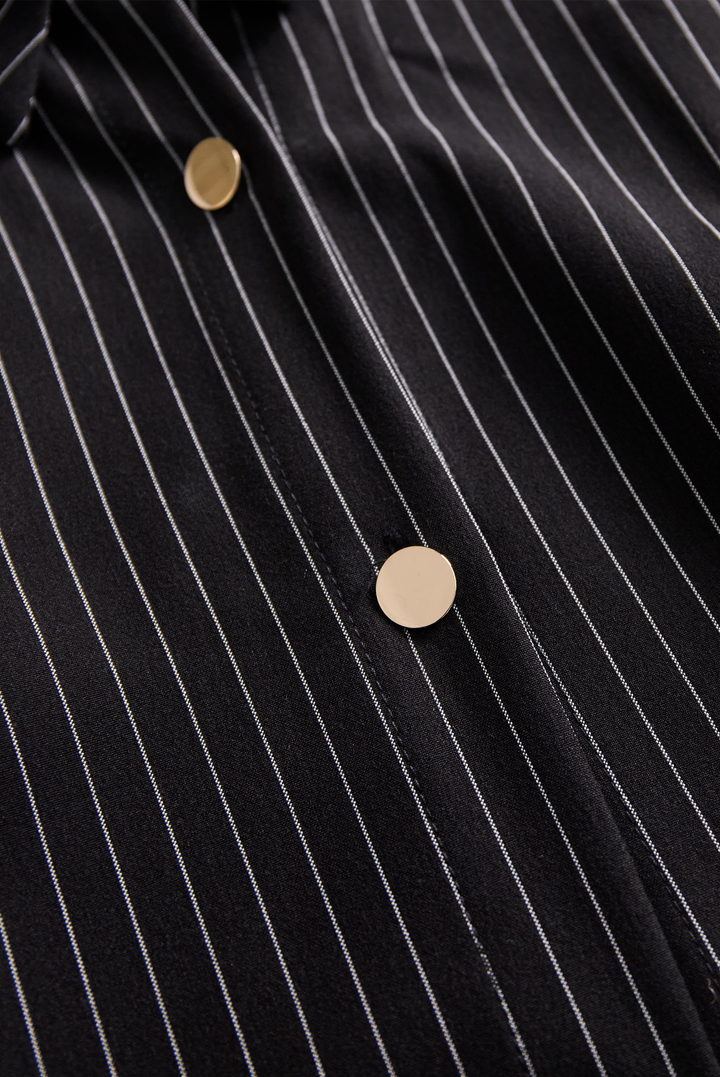 Poppy | Black Striped Shirt Dress