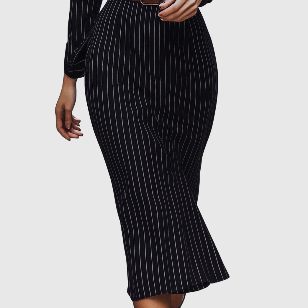 Poppy | Black Striped Shirt Dress