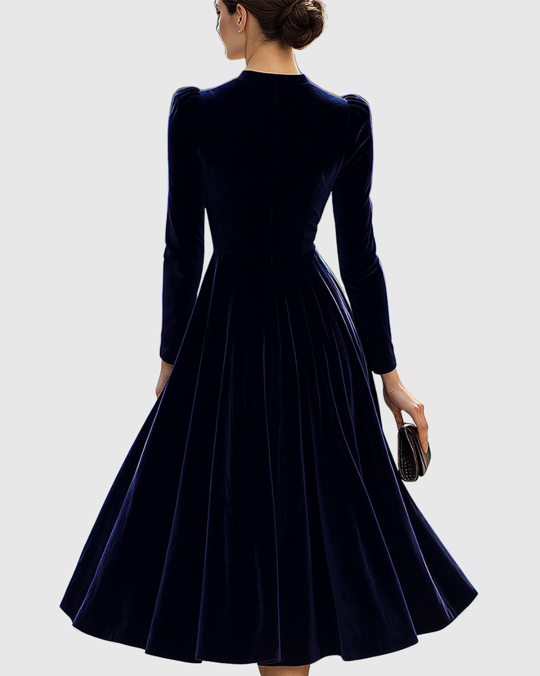 Sibella | Navy Midi Dress with Long Sleeves