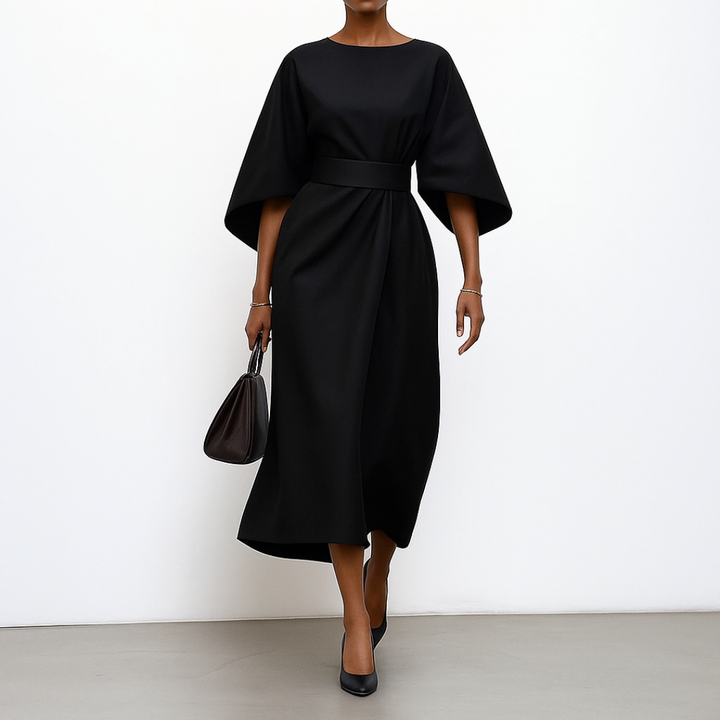 Eldra | Luxe Satin Batwing Sleeve Maxi Dress