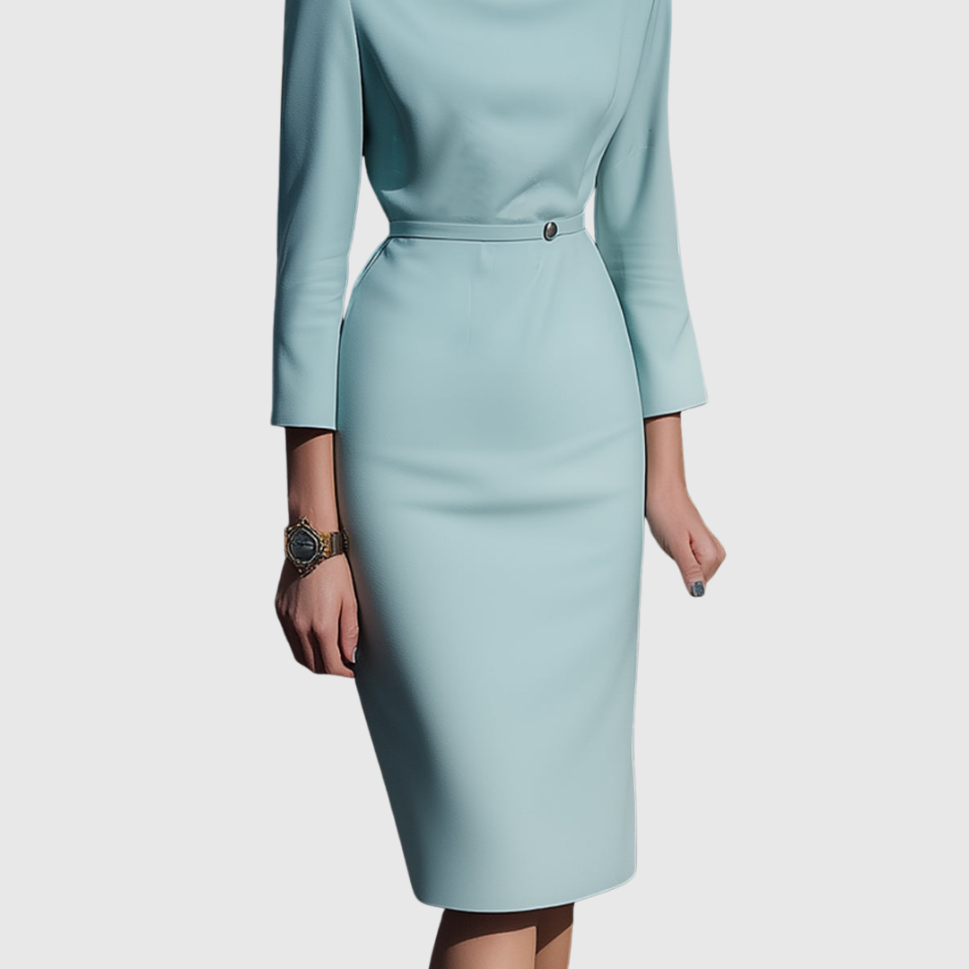 Alice | Elegant Draped Midi Pencil Dress