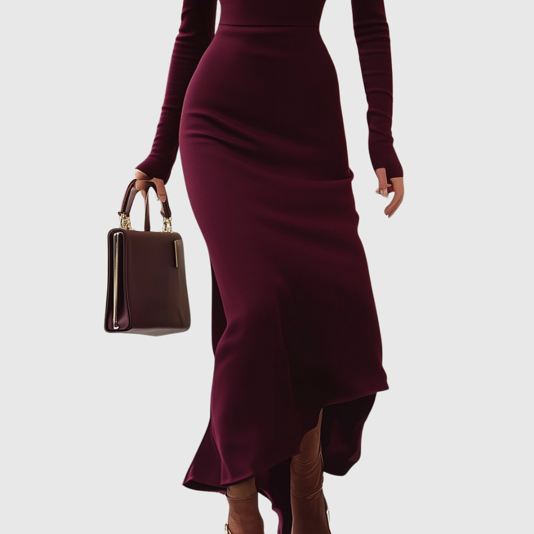 Isabelle | Burgundy Mock Neck Dress