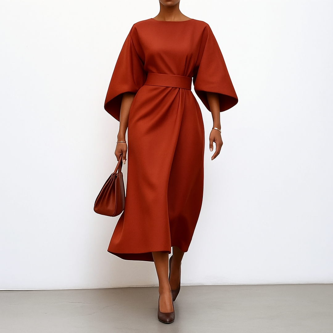 Eldra | Luxe Satin Batwing Sleeve Maxi Dress