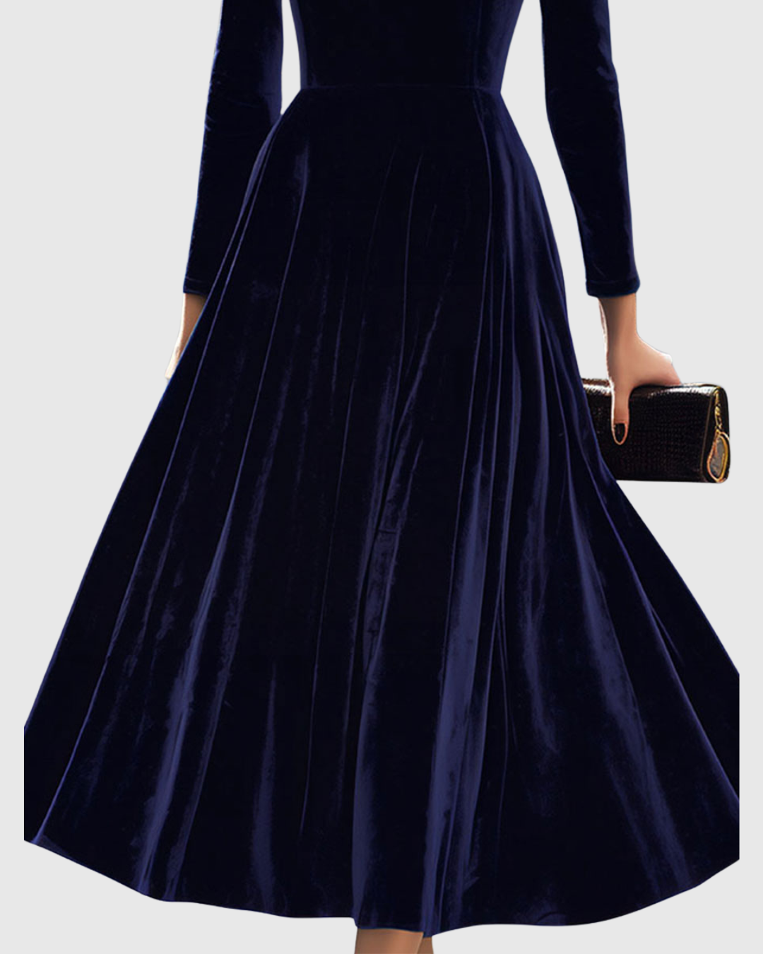 Sibella | Navy Midi Dress with Long Sleeves