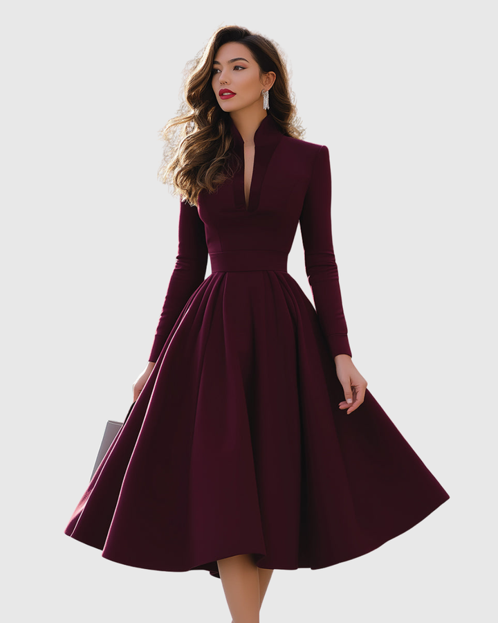 Avelina | Midi Dress with V-Neck Design