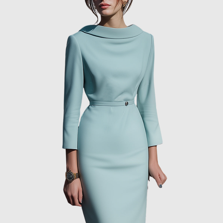 Alice | Elegant Draped Midi Pencil Dress