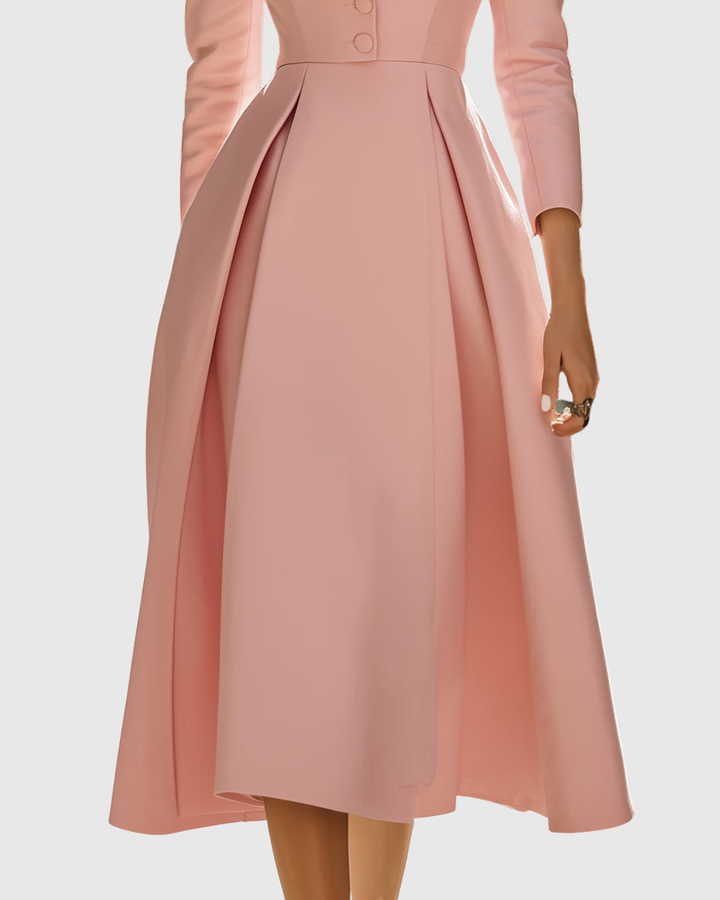 Ceryth | Chic Pleated Midi Dress with Blazer Style
