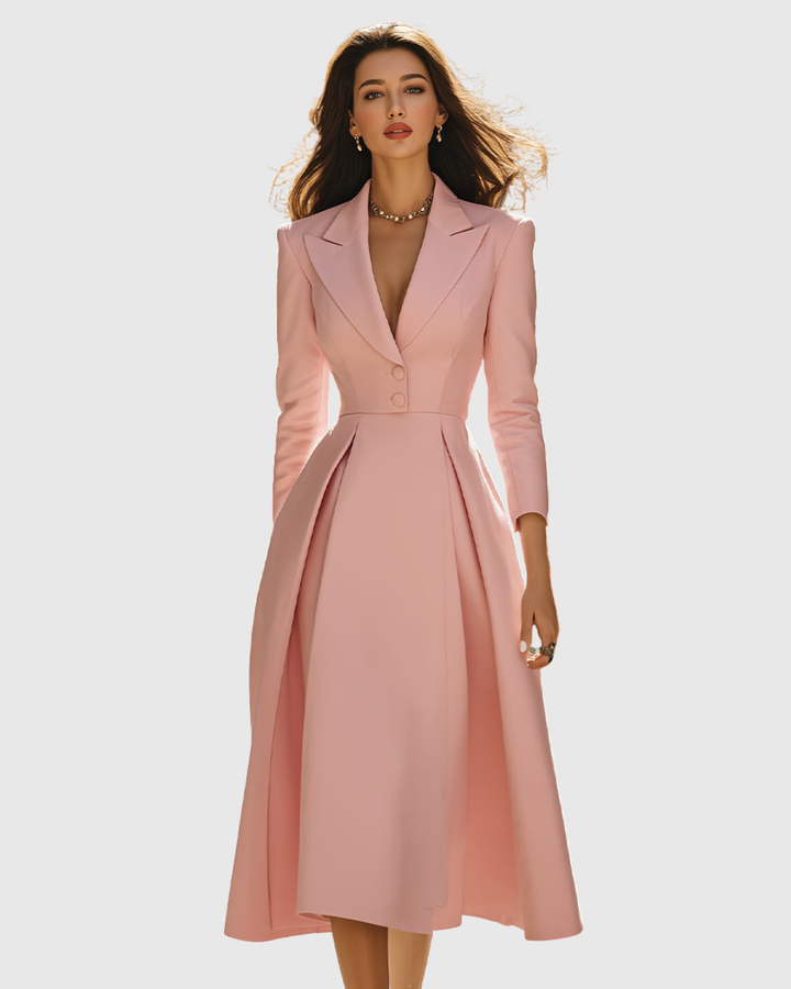 Ceryth | Chic Pleated Midi Dress with Blazer Style