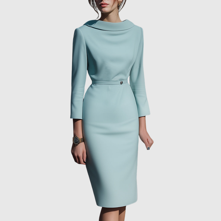 Alice | Elegant Draped Midi Pencil Dress