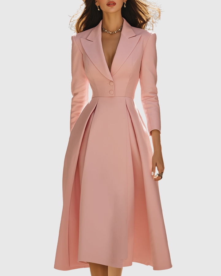 Ceryth | Chic Pleated Midi Dress with Blazer Style