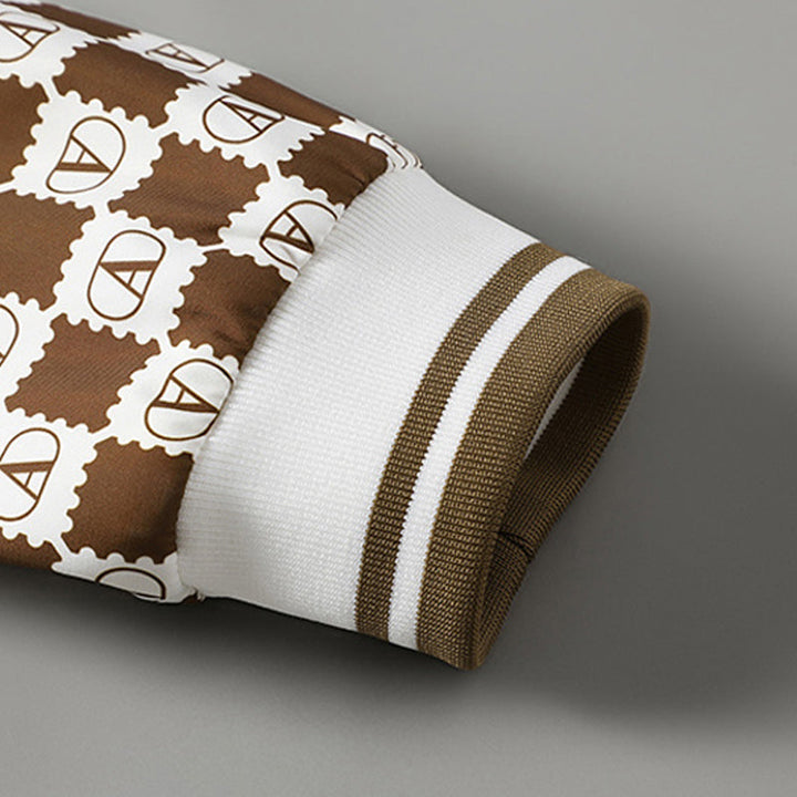 Alessandro Veneti Retro Checkerboard Bomber Jacket