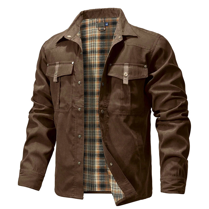 Cowboy Flannel Lined Shirt Jacket for Men