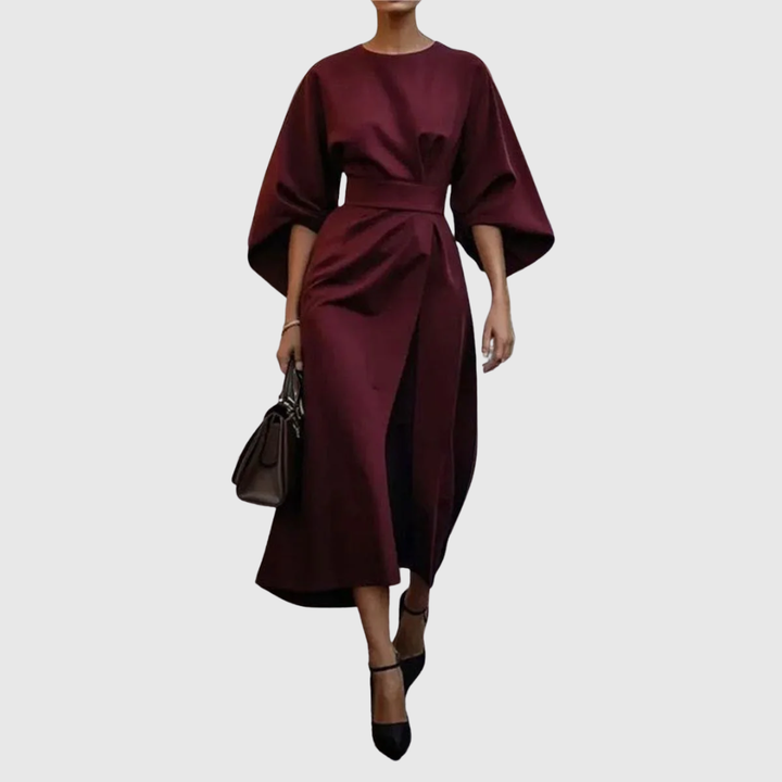 Eldra | Luxe Satin Batwing Sleeve Maxi Dress