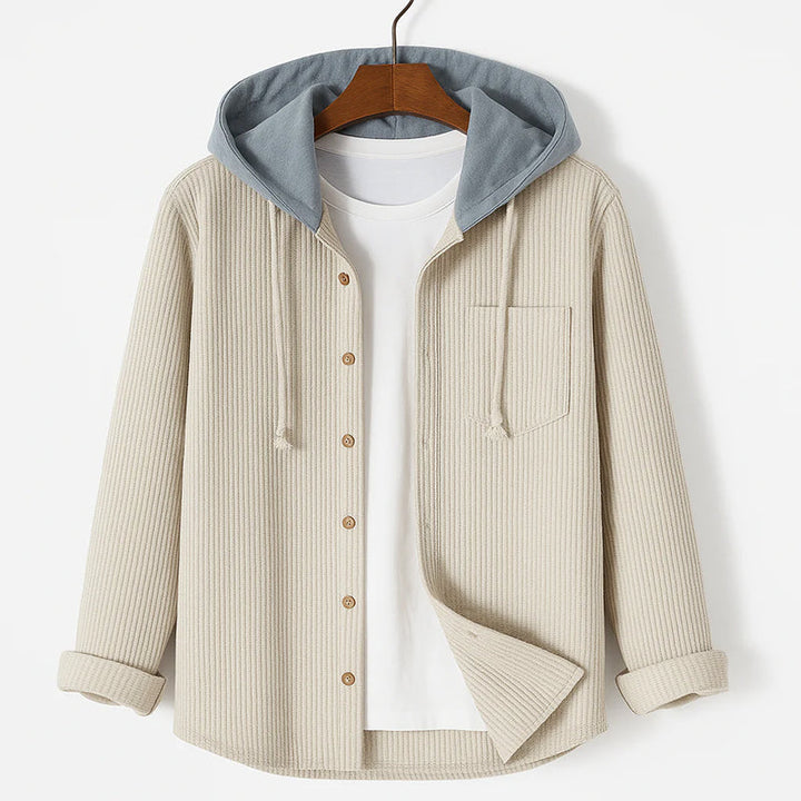 Hooded Corduroy ButtonUp Overshirt