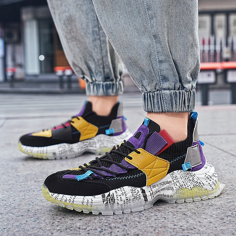 Men’s Colorblock Urban Sneakers with Thick Sole