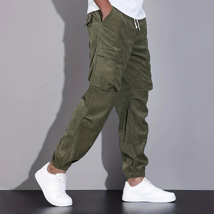 Men’s Corduroy Cargo Pants with Multiple Pockets