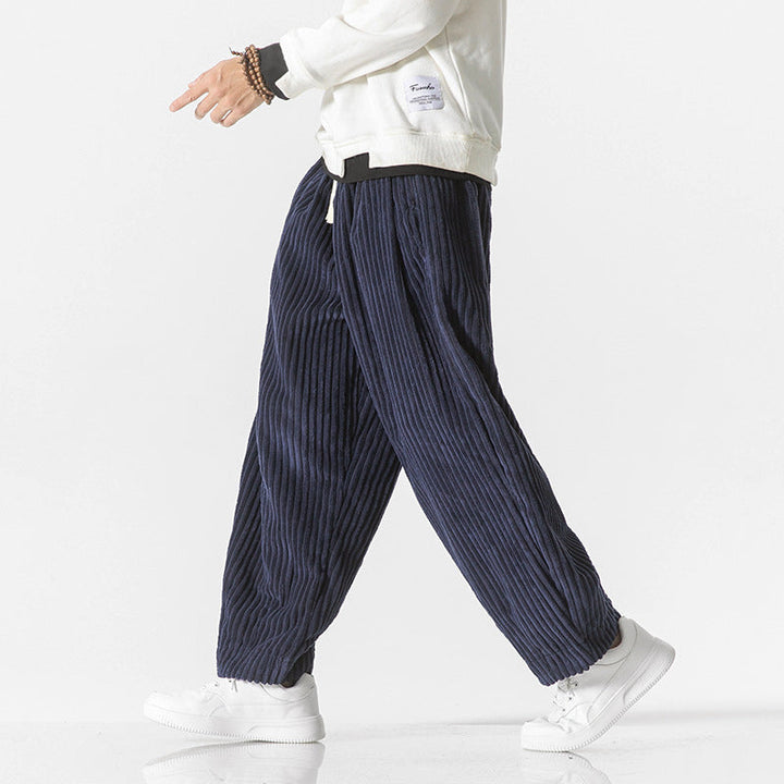 Men’s Corduroy Pants with Elastic Waist and Relaxed Fit