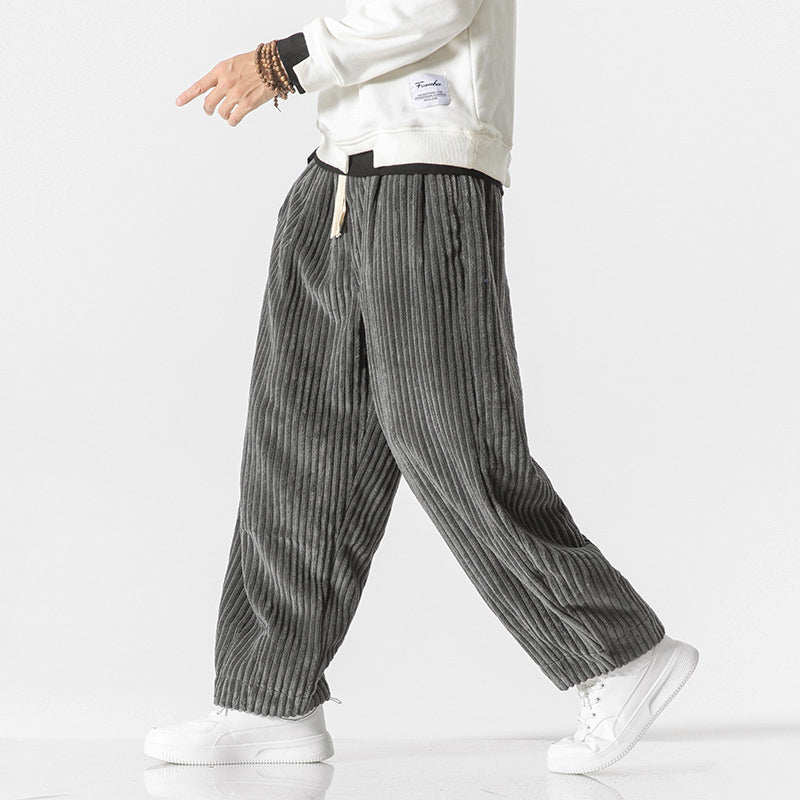 Men’s Corduroy Pants with Elastic Waist and Relaxed Fit
