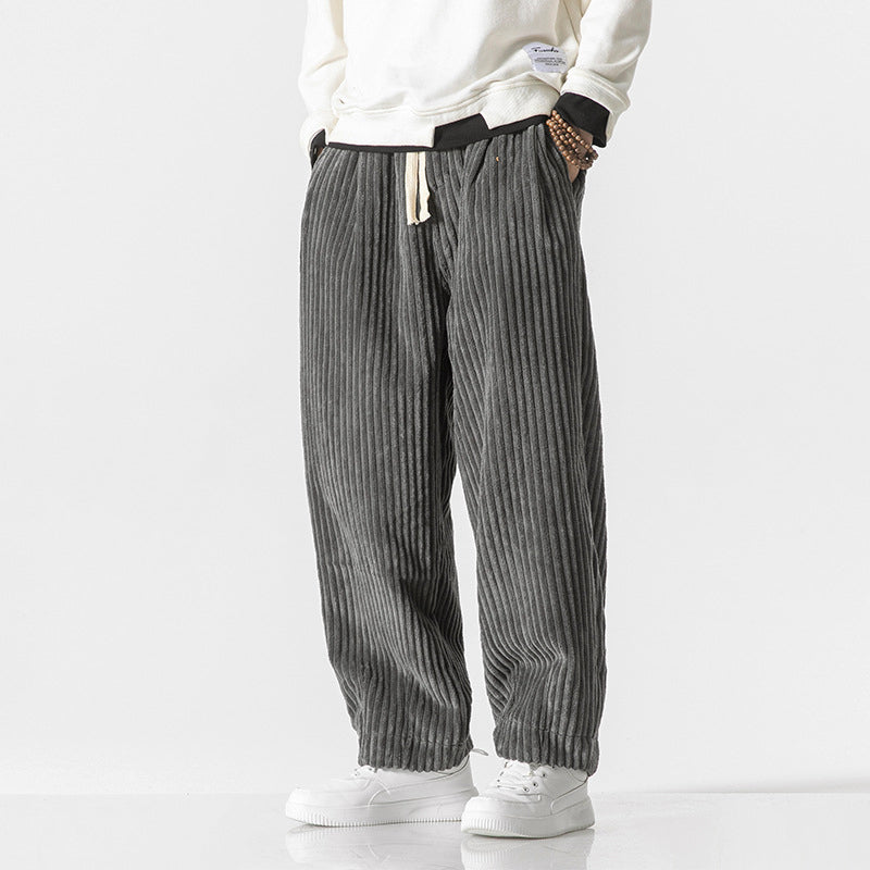 Men’s Corduroy Pants with Elastic Waist and Relaxed Fit