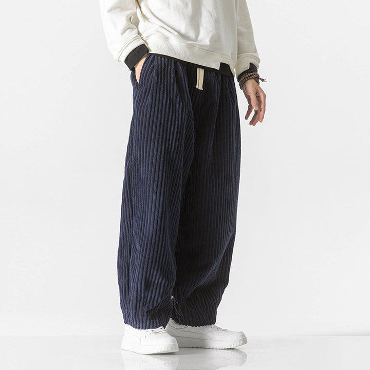 Men’s Corduroy Pants with Elastic Waist and Relaxed Fit