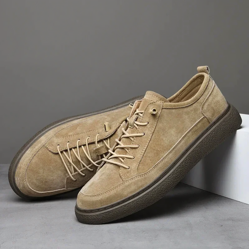 Men’s Genuine Suede Low-Top Flat Sneakers