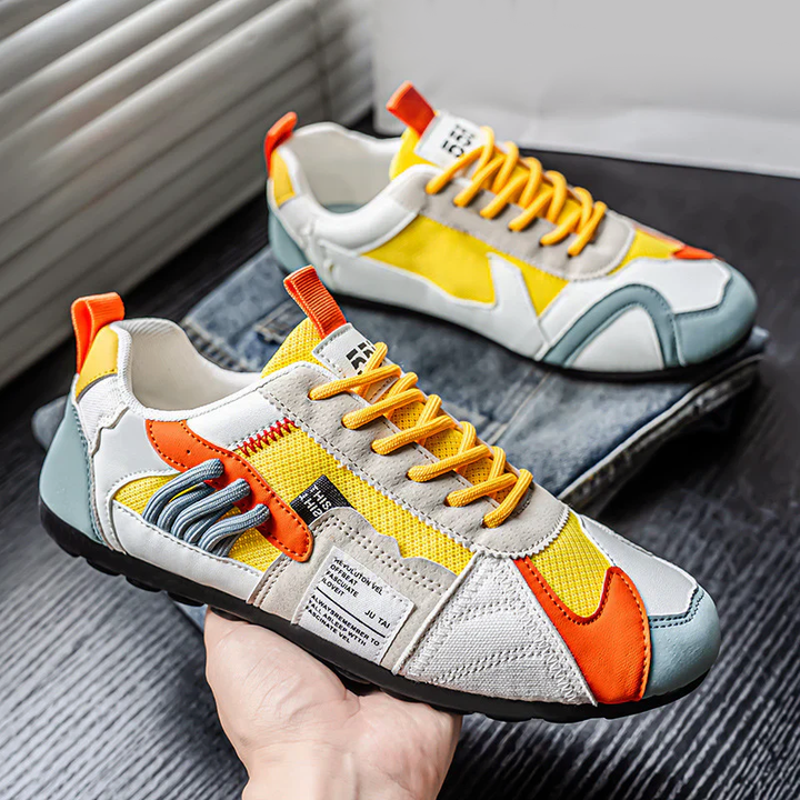 Men’s Multi-Tone Sneakers with Layered Stitch Design